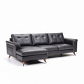 Canapé d'angle en simili cuir noir dimensions 230 x 90 x 85cm