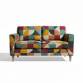 Canapé bi-matière à motifs géométriques multicolores 150 x 80 x 70cm