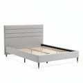 Lit en tissu gris avec cadre en bois dimensions 200 x 160 x 30cm