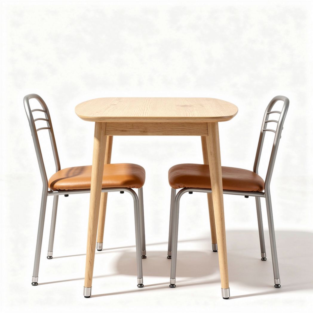 Table à manger en bois avec chaises en cuir synthétique 80 x 60 x 75cm