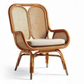 Chaise en rotin tressé avec coussin beige dimensions 80 x 70 x 90cm