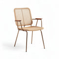 Chaise en rotin et métal aux accoudoirs finition bois dimensions 40 x 45 x 80cm