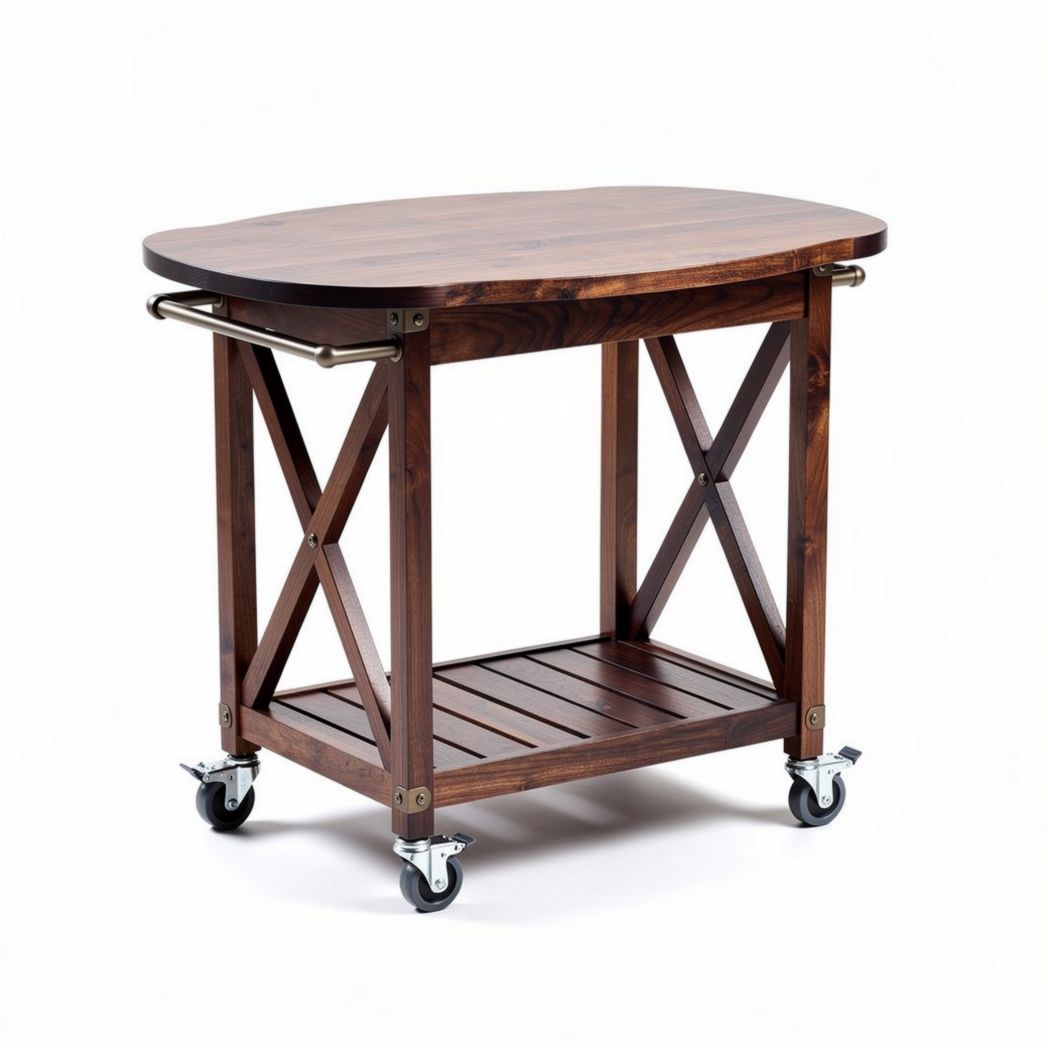 Chariot de cuisine en bois massif 80 x 50 x 90cm avec roulettes et espace de rangement