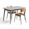 Table à manger rectangulaire en métal gris avec chaises en bois 120 x 75 x 75cm