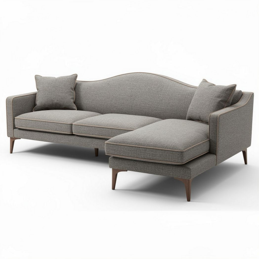 Canapé en tissu gris avec coussins amovibles dimensions 200 x 90 x 85cm
