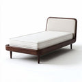 Lit moderne en bois avec matelas en mousse 190 x 90 x 30cm couleur blanche et marron