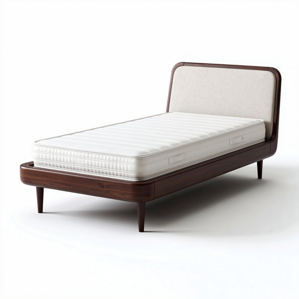 Lit moderne en bois avec matelas en mousse 190 x 90 x 30cm couleur blanche et marron