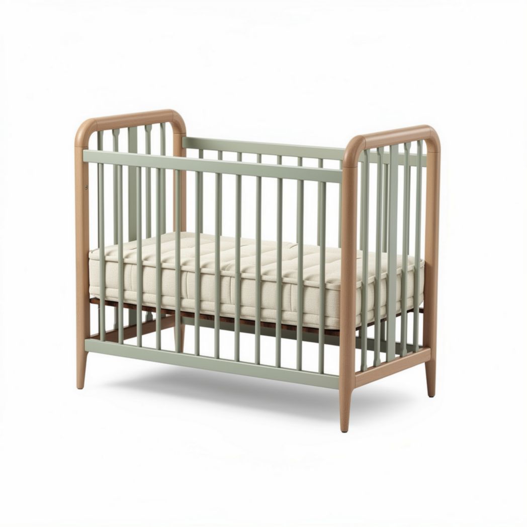 Lit bébé en bois avec matelas beige dimensions 120 x 60 x 90 cm