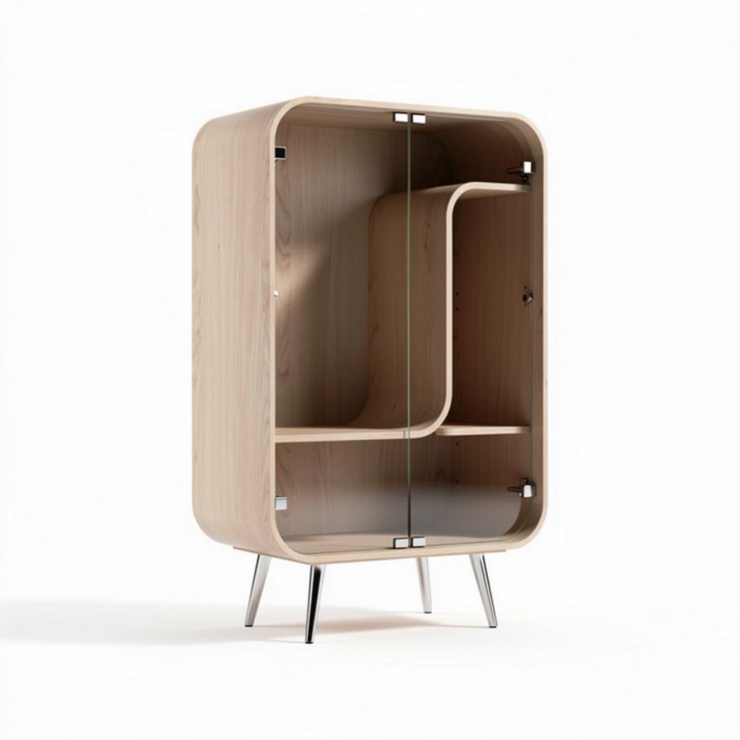 Meuble vitrine en bois de hêtre avec portes en verre dimensions 80 x 40 x 120cm