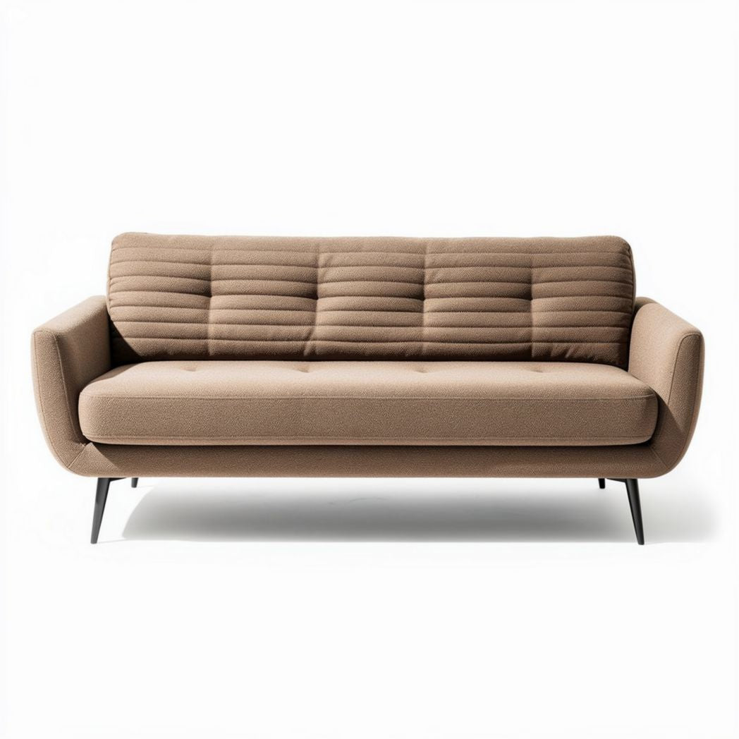Canapé en tissu beige 180 x 80 x 75cm pour salon moderne avec piètement métallisé
