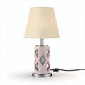 Lampe de table avec abat-jour crème et base en céramique rose 30 x 20 x 45cm