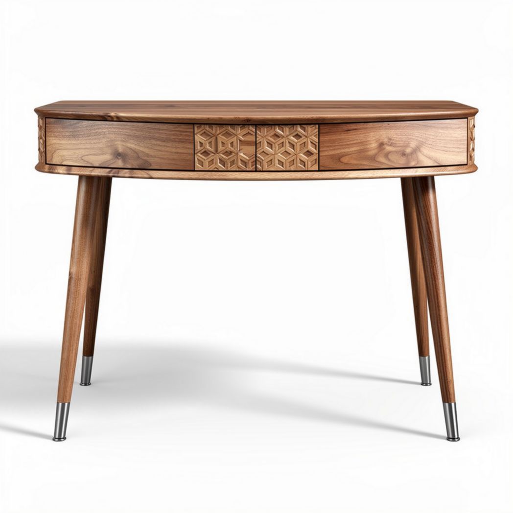 Table en bois de noyer avec tiroir sculpté dimensions 120 x 60 x 75cm